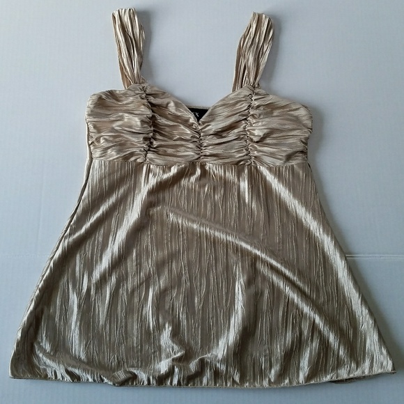 BCX Tops - BCX CRINKLY CHAMPAGNE TANK TOP